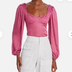 NWT Aqua Satin Rose Corset Top Size M